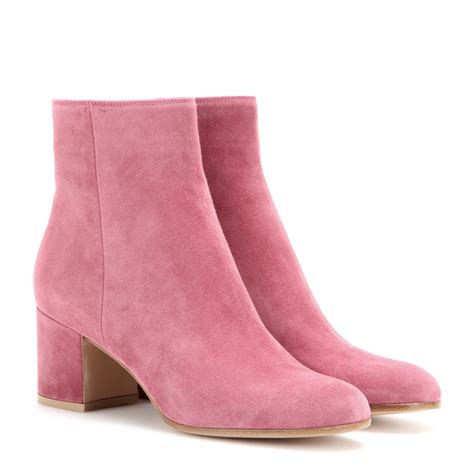 Lyst Gianvito Rossi Suede Ankle Boots In Pink