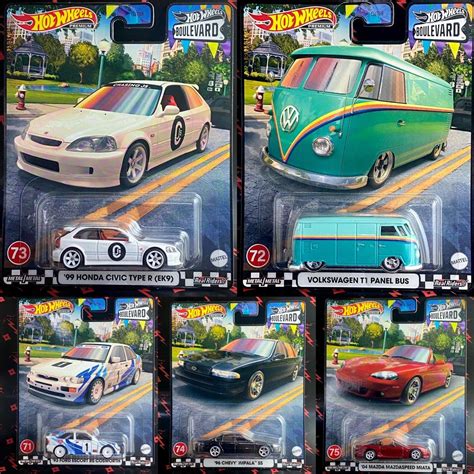 Hot Wheels Boulevard 71 75 Hotwheels Ford Escort RS Cosworth Volkswagen T1 Panel Bus Honda