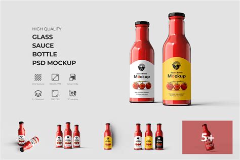 Sauce Glass Bottle Psd Mockup Graphic By Ram Studio · Creative Fabrica