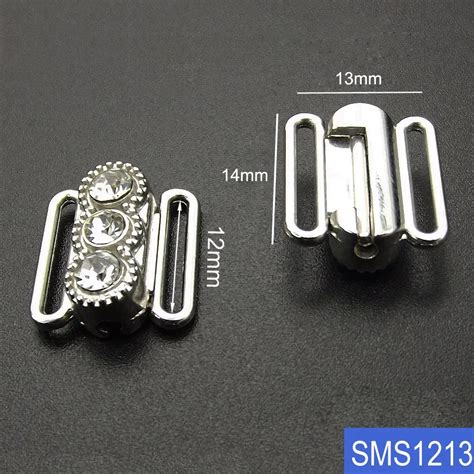 Metal Bikini Clasps Bra Front Closures Silver Rhinestone Clip For Bra Making Swimwear Lingerie