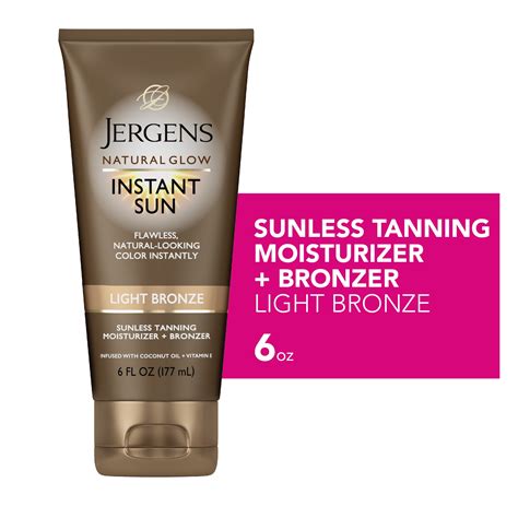 Jergens Natural Glow Instant Sun Sunless Tanning Moisturizer Bronzer Light Bronze 6 Ounce