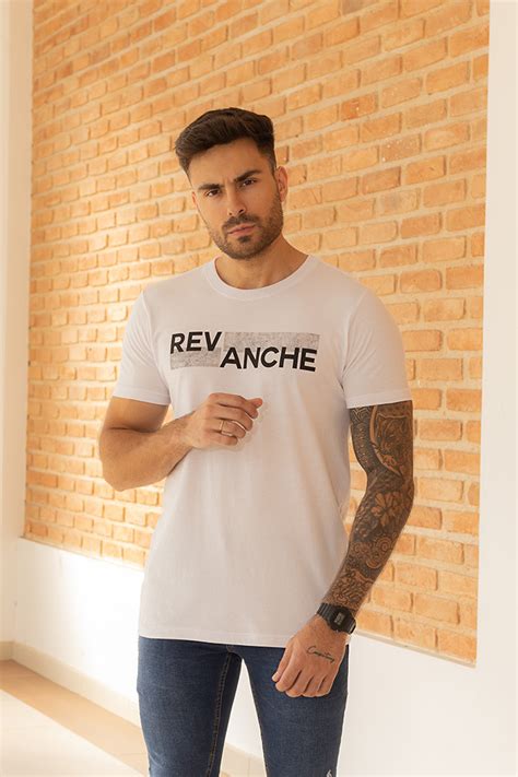 Camiseta Estampada Atacado Masculina Revanche Encino Branco Roupas