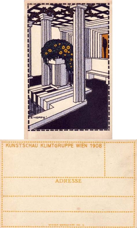 WW 4 sig Emil Hoppe art exhibition 1908 Wiener Werkstätte Postkarten