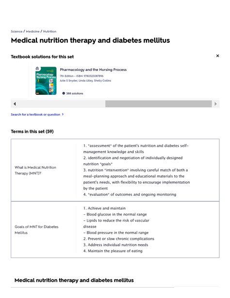 Medical Nutrition Therapy And Diabetes Mellitus Flashcards Quizlet