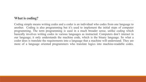 Coding Vs Programming Ppt