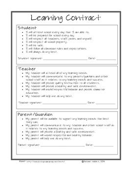 Learning Contract Freebie By Rae Wallace Teachers Pay Teachers