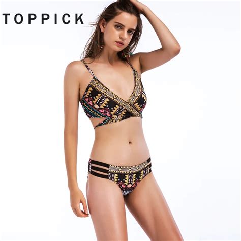 New Swimwear Women Sexy Printed Ethnic Style Bikini Push Up