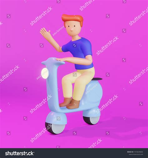 3d Illustration Male Character Riding Motorcycle Stock Illustration 1910649694 Shutterstock