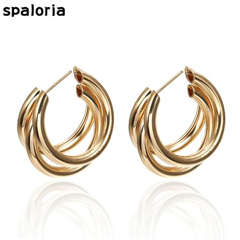 Spaloria, панк, золотые, серебряные, круглые серьги-кольца для женщин ...