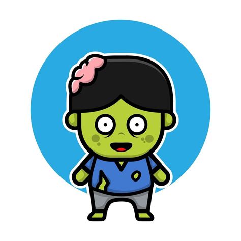 Cute zombie halloween cartoon vector illustration. 3367205 Vector Art ...