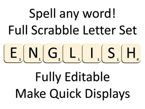 SCRABBLE LETTERS / lettering set for English displays with tile values ...