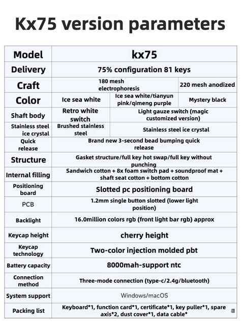 MCHOSE KX75 Three Mode Wireless 2 4g Bluetooth Mechanical Keyboard CNC Aluminum RGB Hot Swap