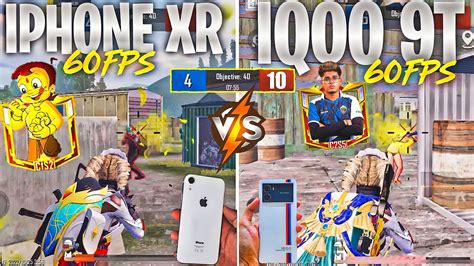 Iqoo 9t 60fps Vs Iphone Xr 60fps Bgmipubg Test 2022🔥•iqoo 9t Vs Iphone Xr 1v1 Tdm Ios Vs