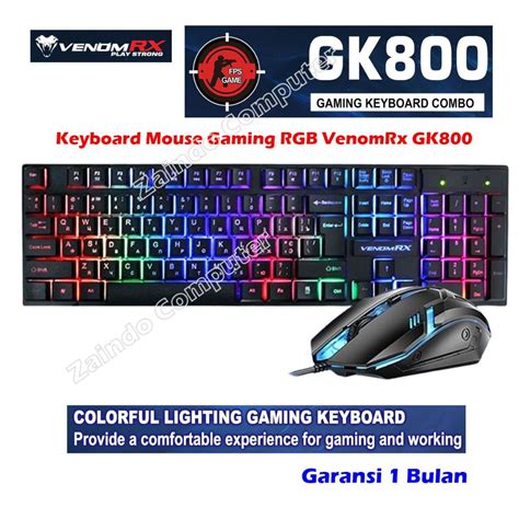 Jual KEYBOARD MOUSE VENOMRX GK800 COMBO GAMING RGB KEYBOARD GAMING