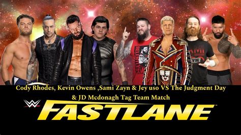 Wwe Cody Rhodes Kevin Owens Sami Zayn And Jey Uso Vs The Judgment Day And Jd Mcdonagh Tag Team