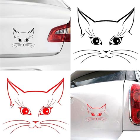 SPRING PARK Cute Cat Head Car-Styling Vehicle Body Window Decals ...