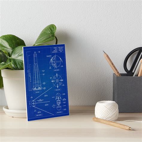 "Sputnik 1 (Blueprint) Vertical" Art Board Print by BGALAXY | Redbubble