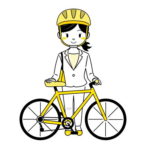 商用フリー無料イラスト 自転車用ヘルメットをかぶったスーツ姿の女性のイラスト 商用OK フリー素材集ナイスなイラスト