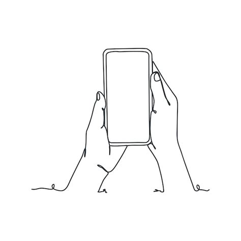 Premium Vector Continuous Line Drawing Of Person Holding Smartphone