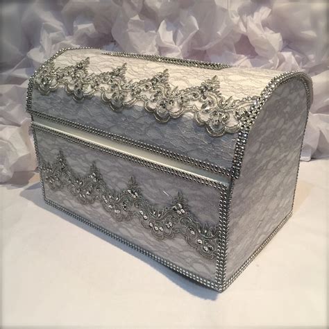 This Beautiful Treasure Chest Wedding Card Box Is Wrapped In Silver