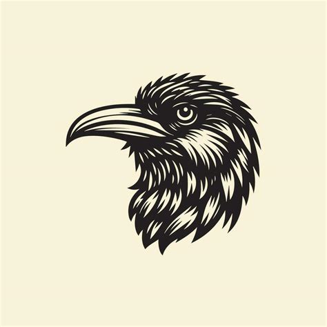 Eagle head. Vector illustration of a raven head in vintage style ...