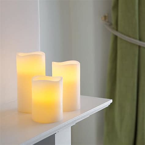 Lights4fun Set Of 3 Real Wax Battery Operated Flameless Led Candles