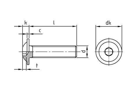 Винт Metiz-A2 ISO 7380-2 M5x16, А2 полукруглая головка внутренний ...