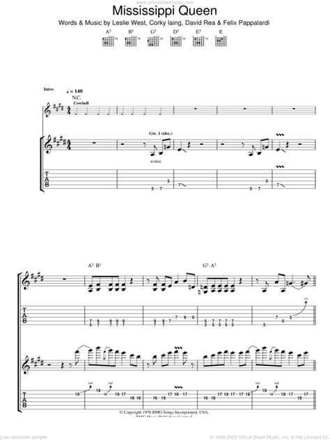 Mississippi Queen Sheet Music For Guitar Tablature PDF