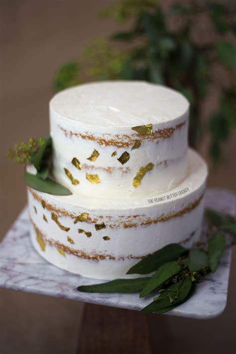 Semi Naked Cake With Gold Leaf And Eucalyptus Leaves