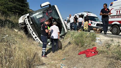 K Tahyada Yolcu Otob S Devrildi Yaral Lar Var