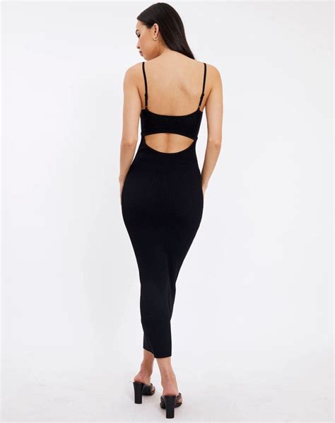 Glassons Cut Out Rib Knit Bodycon Midi Dress In Black Women S Fashion