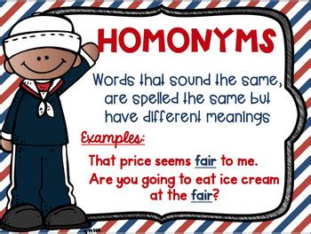 Homonym Homograph And Homophone Posters Nautical Theme Tpt