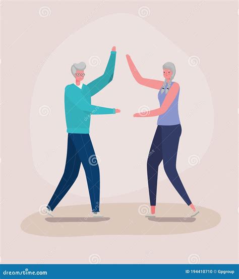 Senior Woman And Man Cartoons Dancing Vector Design Stock Vector