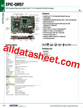 EPIC QM57 Datasheet PDF AAEON Technology