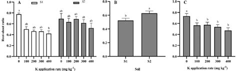 Root Shoot Ratio Of Festuca Arundinacea Plants With Different Potassium