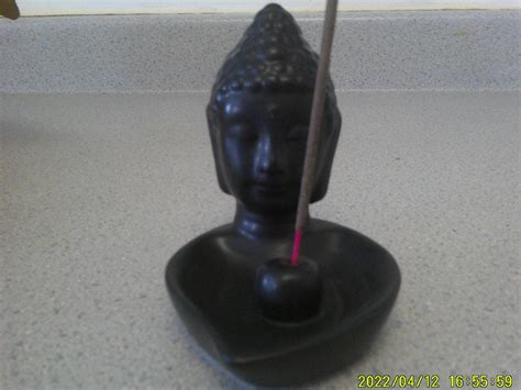 Ceramic Buddha Incense Holder Black Bid Flag