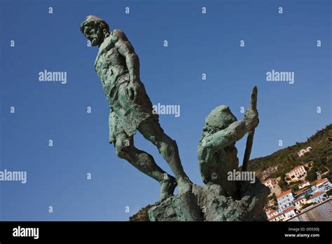 Statue Of Odysseus In Vathy Harbour On The Greek Island Of Ithaca