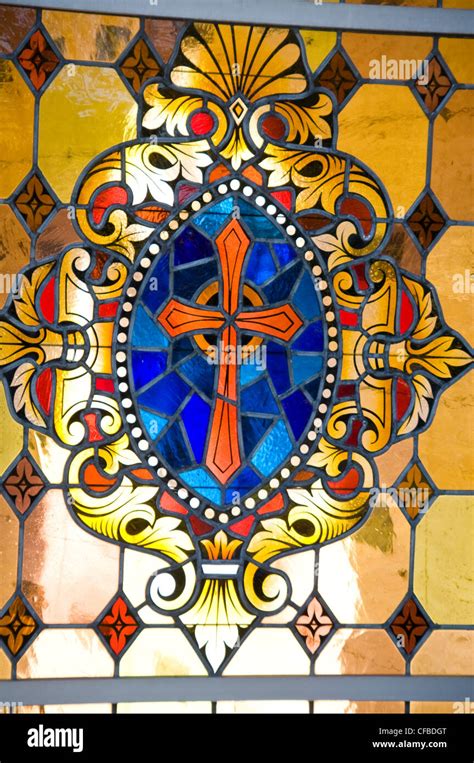 Detail Stained Glass Window Stock Photo Alamy