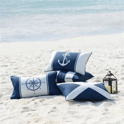 Shop Nautical Pillow Covers X Flag On Navy Blue Background Add A