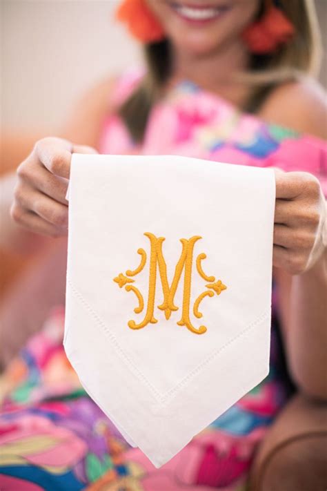 Monogram Napkins Linen Embroidered Formal Single Letter Monogram ...