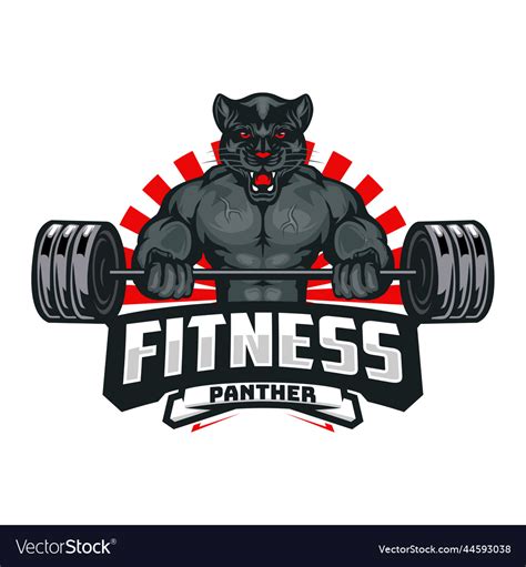 Black panther fitness logo template Royalty Free Vector