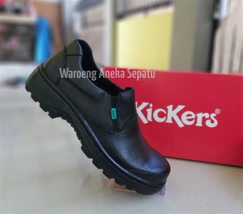 Sepatu Boots Safety Kickers Sepatu Kulit Kerja Kantor Tanpa Tali