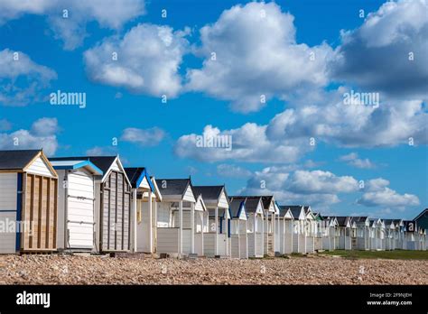 Bexhill April Th Beach Huts At Cooden Beach Near Bexhill Stock