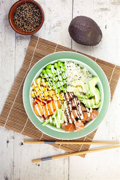 Salmon and avocado poké bowl Ohmydish