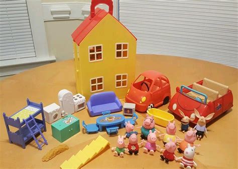 Peppa Pig Toy House, Furniture, Figurines, figures and Red Car Playset ...