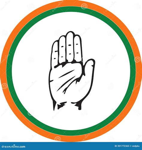 Indian National Congress Party Flag Logo Vector Hand Symbol with Three ...