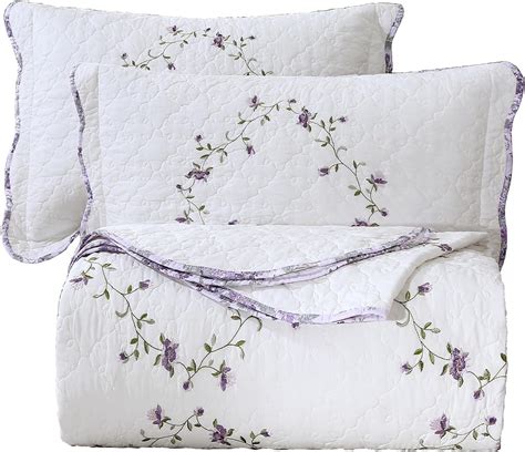 Amazon Vctops Piece Elegant Floral Embroidered Bedspread