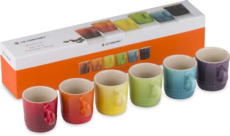 Le Creuset Stoneware Rainbow Espresso Mugs Set Of 6 Colours Cherry