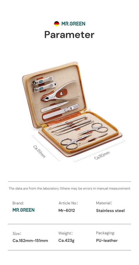 MR.GREEN Manicure Set 12 In 1 Full Function Kit Professional Stainless ...