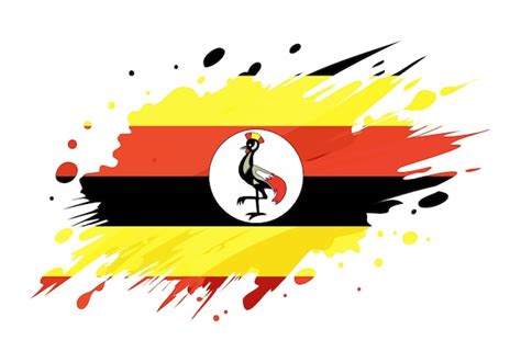 Uganda Flag Painted With Grunge Brush Stroke Watercolor Flag Premium